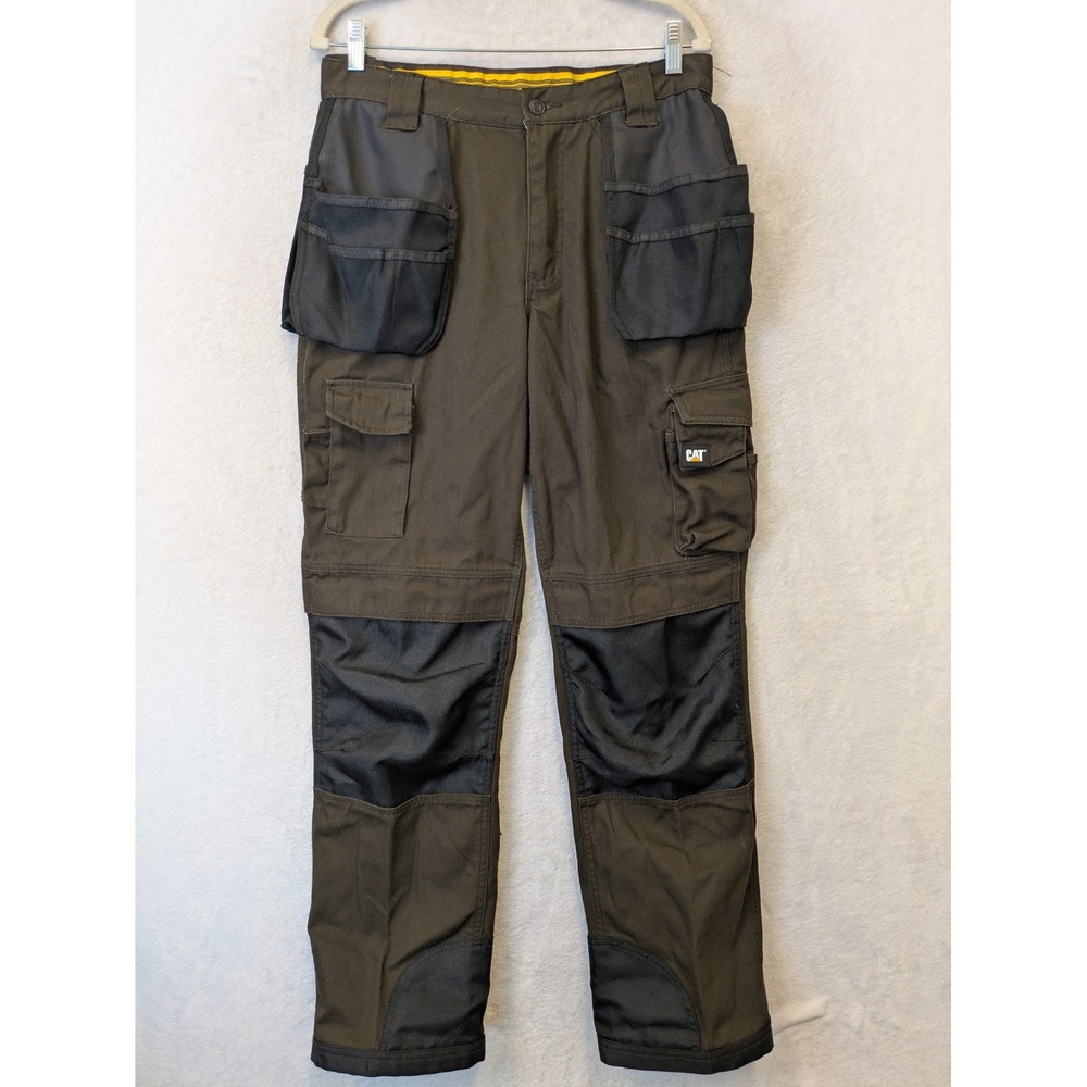 Caterpillar Cargo Work Pants Men's 32/34 Brown Holster Pockets Reinforced Knees